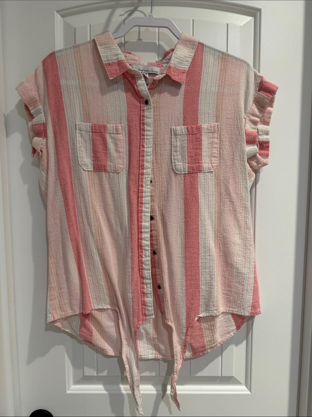 Striped Pink Button-Down Summer Shirt
